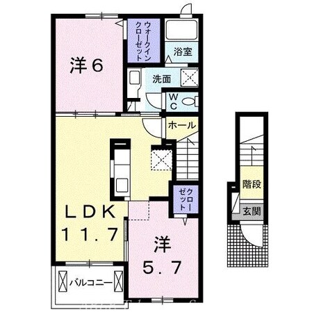 オーブ下田井Ｅの物件間取画像